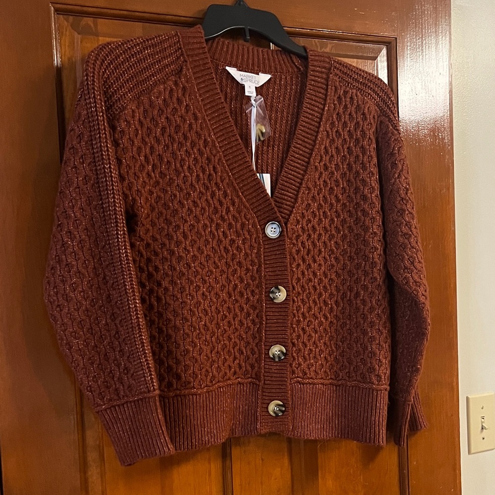 Market & Spruce Rust Cardigan Sweater